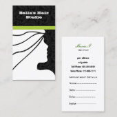 緑のサロンの名刺(背面のアポイントメント付き) 予約カード (正面/裏面)