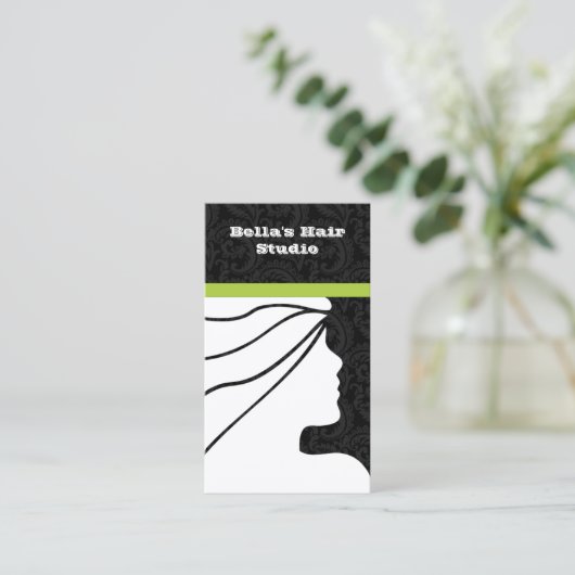 緑のサロンの名刺(背面のアポイントメント付き) 予約カード (スタンド正面)