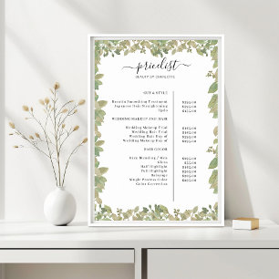 緑のサロン価格表ポスター ポスター