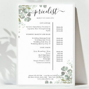 緑のサロン価格表ポスター ポスター