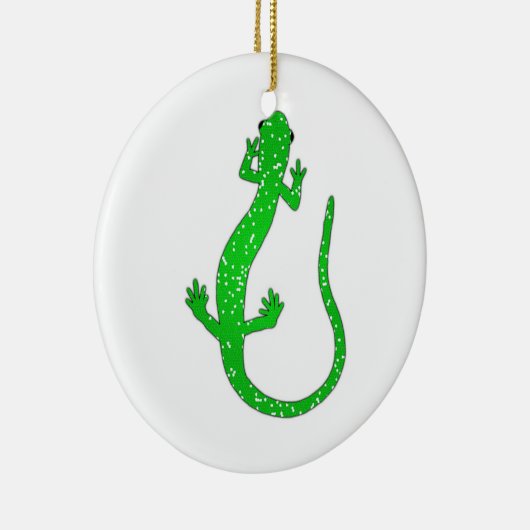 緑のサンショウウオのロゴ セラミックオーナメント (右)