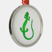 緑のサンショウウオのロゴ セラミックオーナメント (右)