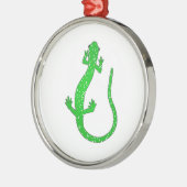 緑のサンショウウオのロゴ セラミックオーナメント (左)