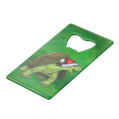 緑のサンタの帽子のカメ クレジットカード栓抜き (正面アングル)