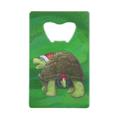 緑のサンタの帽子のカメ クレジットカード栓抜き (裏面)