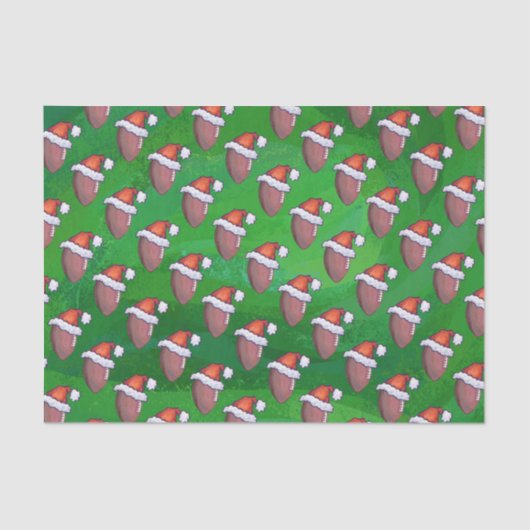 緑のサンタの帽子のフットボール 薄葉紙 (正面)