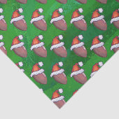 緑のサンタの帽子のフットボール 薄葉紙 (詳細)