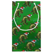 緑のサンタの帽子のTRex スモールペーパーバッグ (裏面)