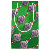 緑のサンタの帽子パターンのカバ スモールペーパーバッグ (正面)