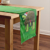 緑のサンタハットの亀 ショートテーブルランナー (インサイチュ)