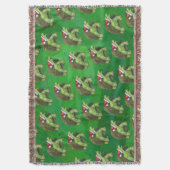 緑のサンタハットの亀 スローブランケット (正面縦)