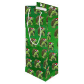 緑のサンタハットの亀 ワインギフトバッグ (裏面アングル)