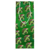 緑のサンタハットの亀 ワインギフトバッグ (裏面)