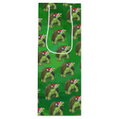 緑のサンタハットの亀 ワインギフトバッグ (正面)