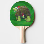 緑のサンタハットの亀 卓球ラケット (裏面)