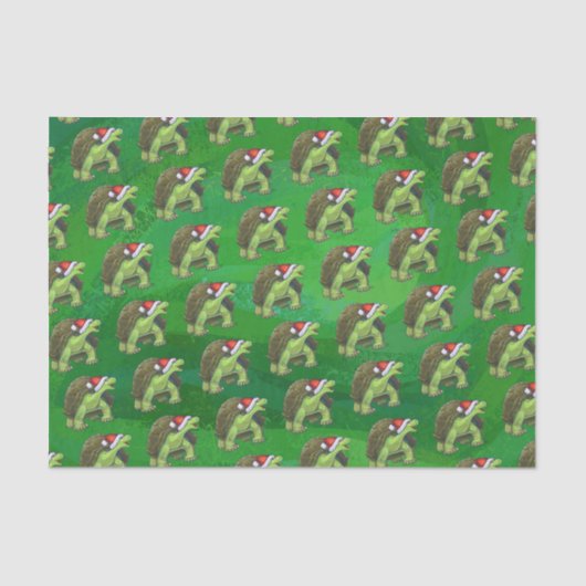 緑のサンタハットの亀 薄葉紙 (正面)