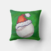 緑のサンタ帽子をかぶった野球ボール クッション (裏面)