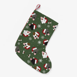 緑のサンタ犬 スモールクリスマスストッキング