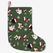 緑のサンタ犬 スモールクリスマスストッキング (正面)