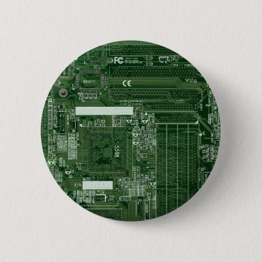 緑のサーキットボードのバッジ 缶バッジ (正面)
