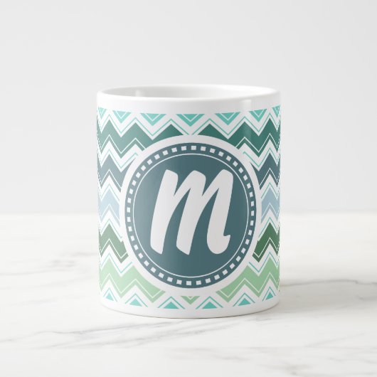 緑のシェフエレガントロン模様 ジャンボコーヒーマグカップ (正面)
