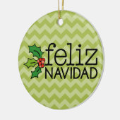 緑のシェブロンとのFeliz Navidad セラミックオーナメント (左)