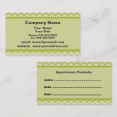 緑のシェブロンのアポイントメントのメモの名刺 予約カード (正面/裏面)