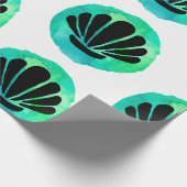 緑のシェルパターン ラッピングペーパー (角)