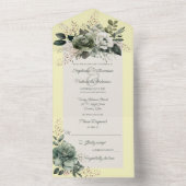 緑のシェードフローラオン黄 オールインワン招待状 (内側)