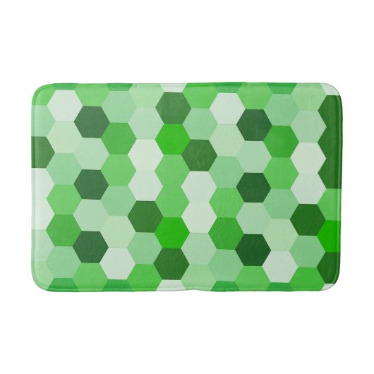 緑のシェード白の幾何学六角形 バスマット (正面)