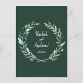 緑のシェード – 結婚のメニューカード メニュー (裏面)