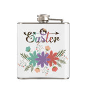 緑のシダとカラフル花 フラスク (裏面)