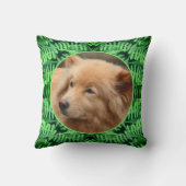 緑のシダのフレーム独自のペットの写真を作成 クッション (裏面)