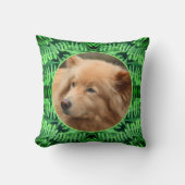 緑のシダのフレーム独自のペットの写真を作成 クッション (正面)