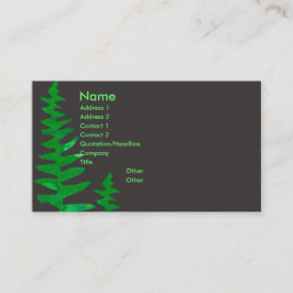 緑のシダの専門の水彩画の家の植物 名刺