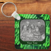 緑のシダの枠のパーソナライズされた写真 キーホルダー (正面)
