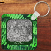 緑のシダの枠のパーソナライズされた写真 キーホルダー (裏面)