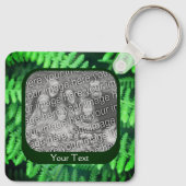 緑のシダの枠のパーソナライズされた写真 キーホルダー (裏面)