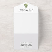 緑のシダの水の色の葉植物性結婚の オールインワン招待状 (外側)