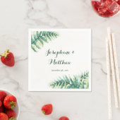 緑のシダの水の色の葉離れの結婚 スタンダードカクテルナプキン (インサイチュ)