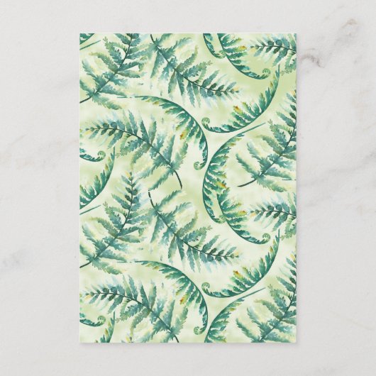 緑のシダの水の色結婚の情報カード エンクロージャーカード (裏面)