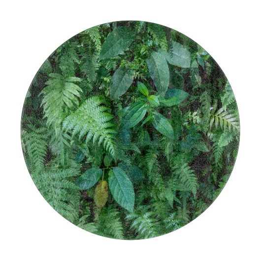 緑のシダの草葉のテクスチャ カッティングボード (正面)