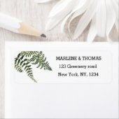 緑のシダの葉の水色ボタニカル結婚ズ ラベル (インサイチュ)