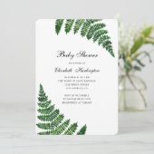 緑のシダの赤ちゃんシャワー。水彩植物学 招待状 (スタンド正面)