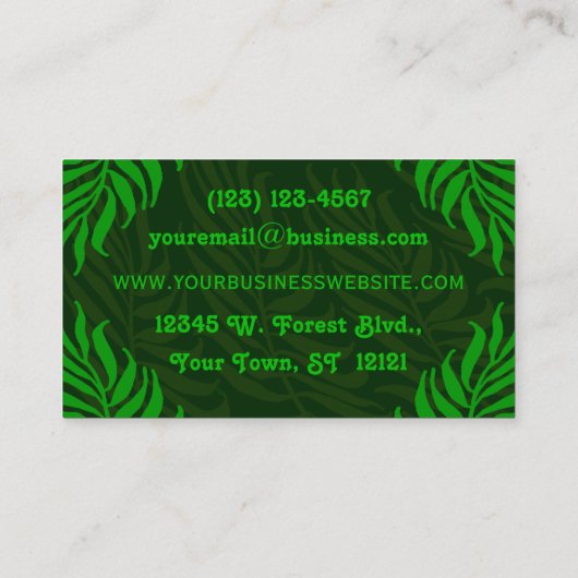 緑のシダは自然を環境に去ります 名刺 (裏面)