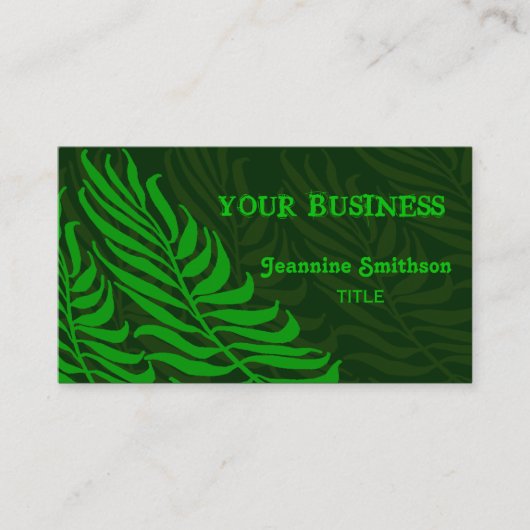緑のシダは自然を環境に去ります 名刺 (正面)
