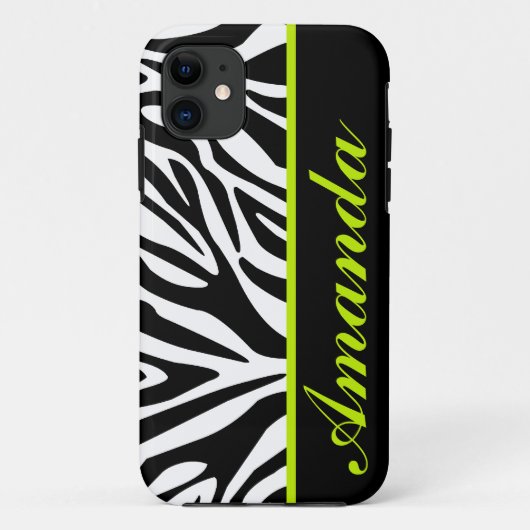 緑のシマウマの名前をカスタムすると白黒 Case-Mate iPhoneケース (裏面)