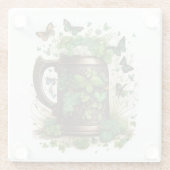 緑のシャムロックと蝶のアイルランドのケルトのマグカップ ガラスコースター (裏面)