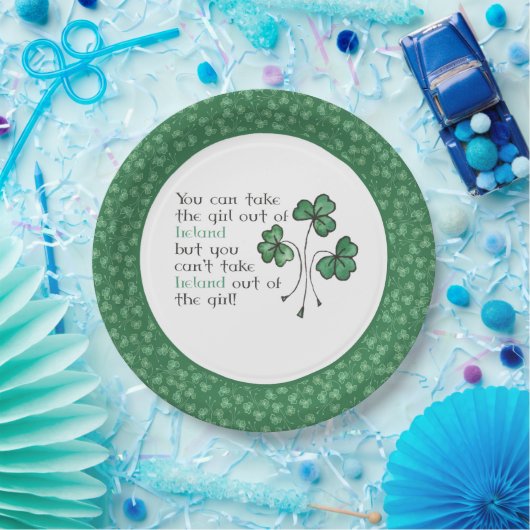 緑のシャムロックのアイルランドの女の子の引用文の紙皿 ペーパープレート (パーティー)