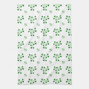 緑のシャムロックの円パターン キッチンタオル